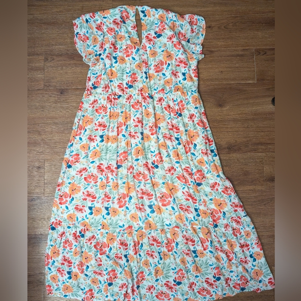 Torrid Ivory Floral Gauze Button Front Dress - Picture 6 of 7